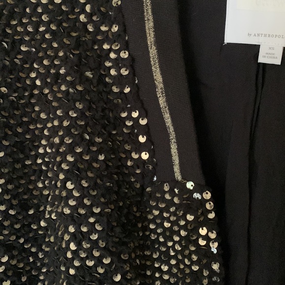 Ett:Twa for Anthropologie Black with Gold Sequins Sweater - Picture 2 of 7